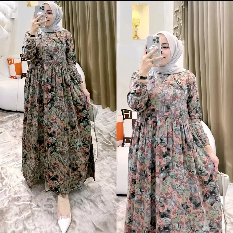 Kolinda MIDIA gamis kalana kolinda motif Bunga Muslim Dress Rayon 3