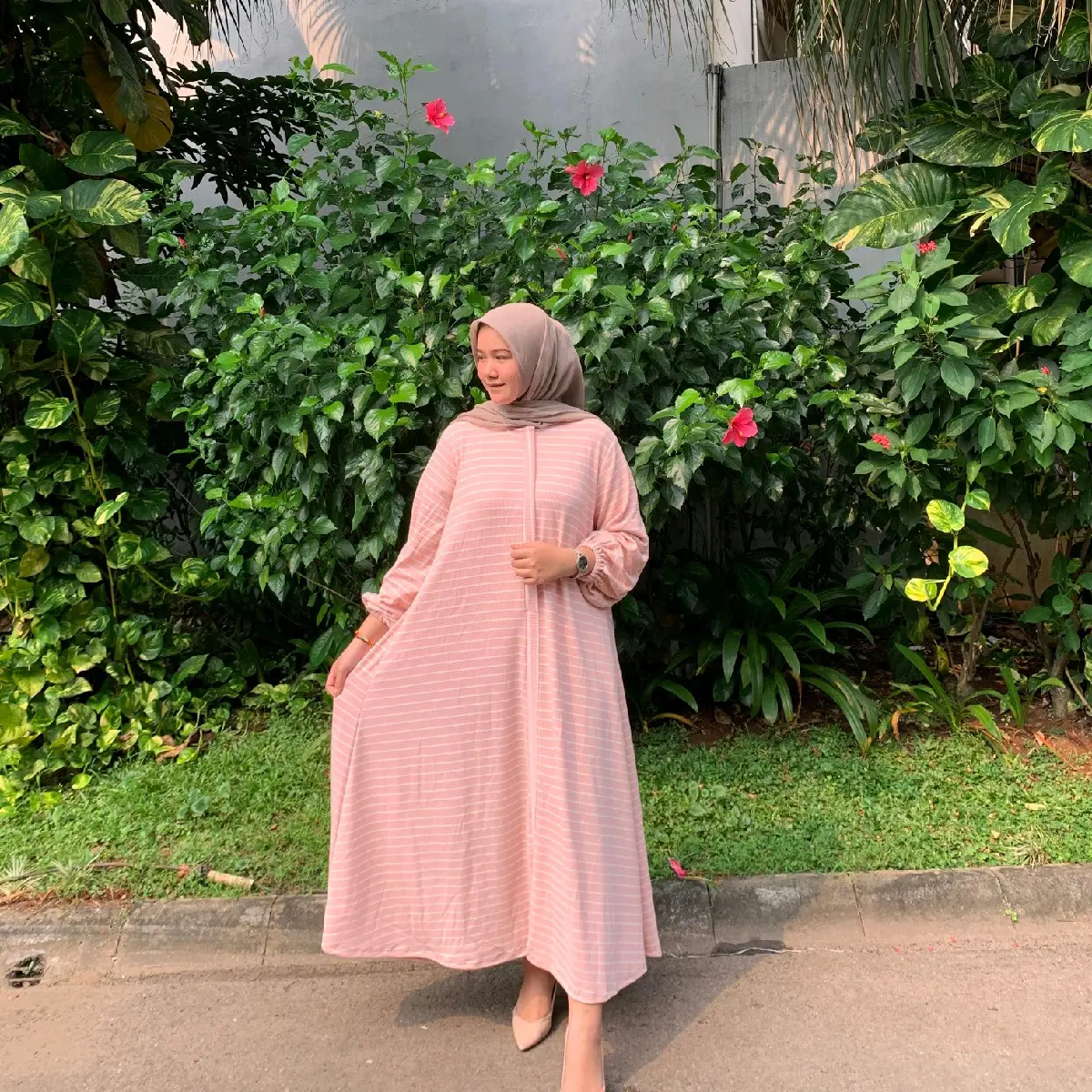 Knit Stripe Nude Pink