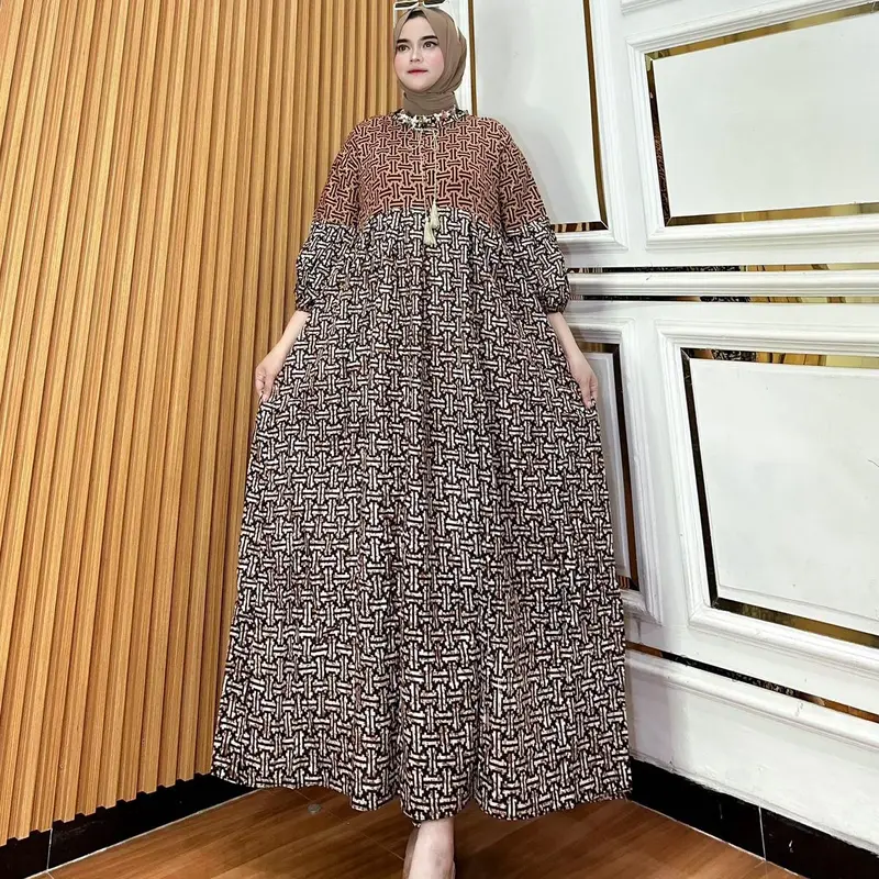 Gamis tali lonceng | gamis cantik motif terbaru | gamis rayon viral buat kondangan super jumbo bumil busui 3