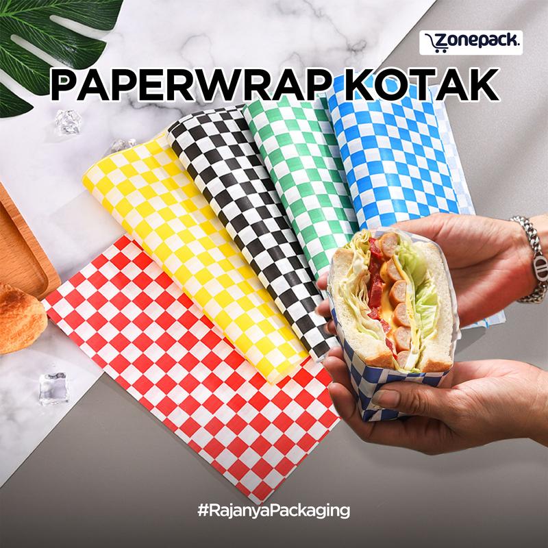 [10 PCS] Kertas Nasi Kotak Kotak | PaperWrap Motif Catur Black Checker ...