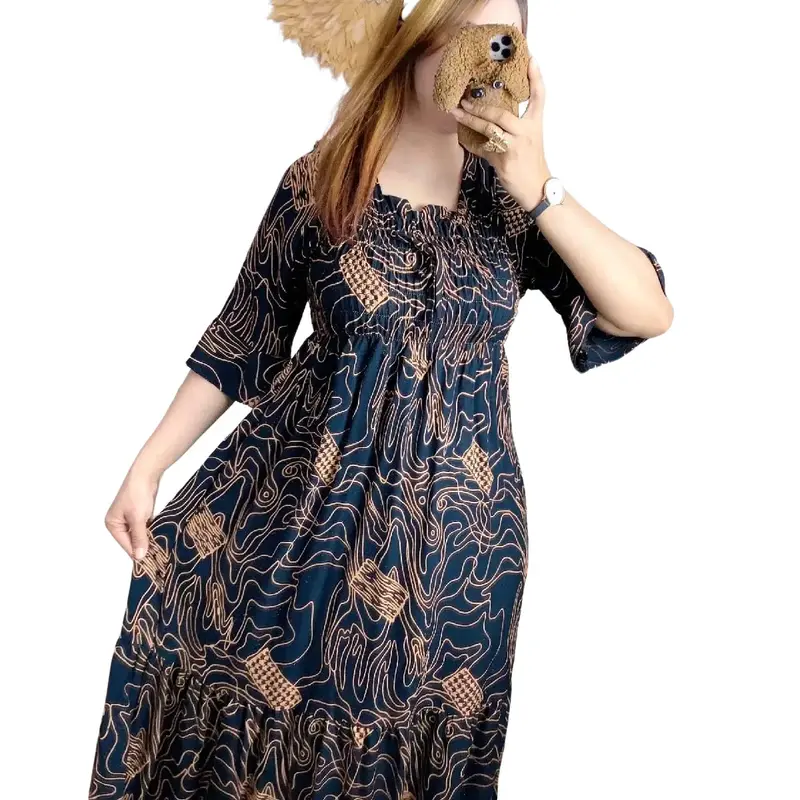 gamis rayon | gamis susun canda motif Bunga Casual Cantik Formal Motif Santai 2