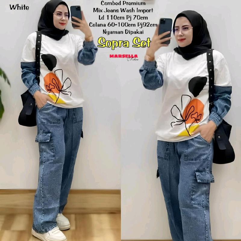 Sopra Set Celana Wanita Terbaru Setelan Celana Jeans Kekinian 0