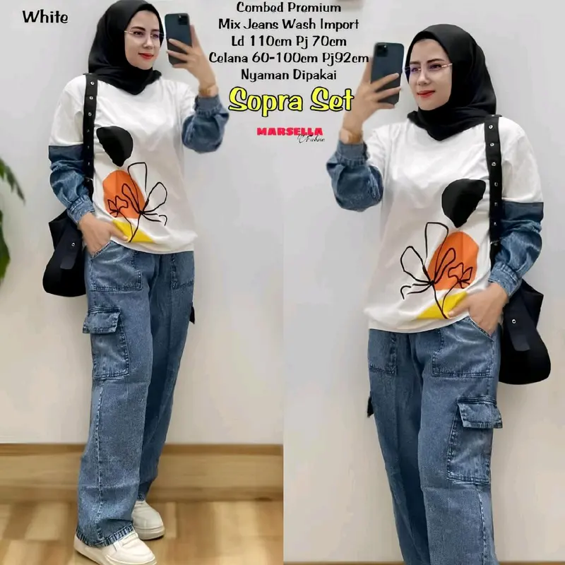 Sopra Set Celana Wanita Terbaru Setelan Celana Jeans Kekinian 0