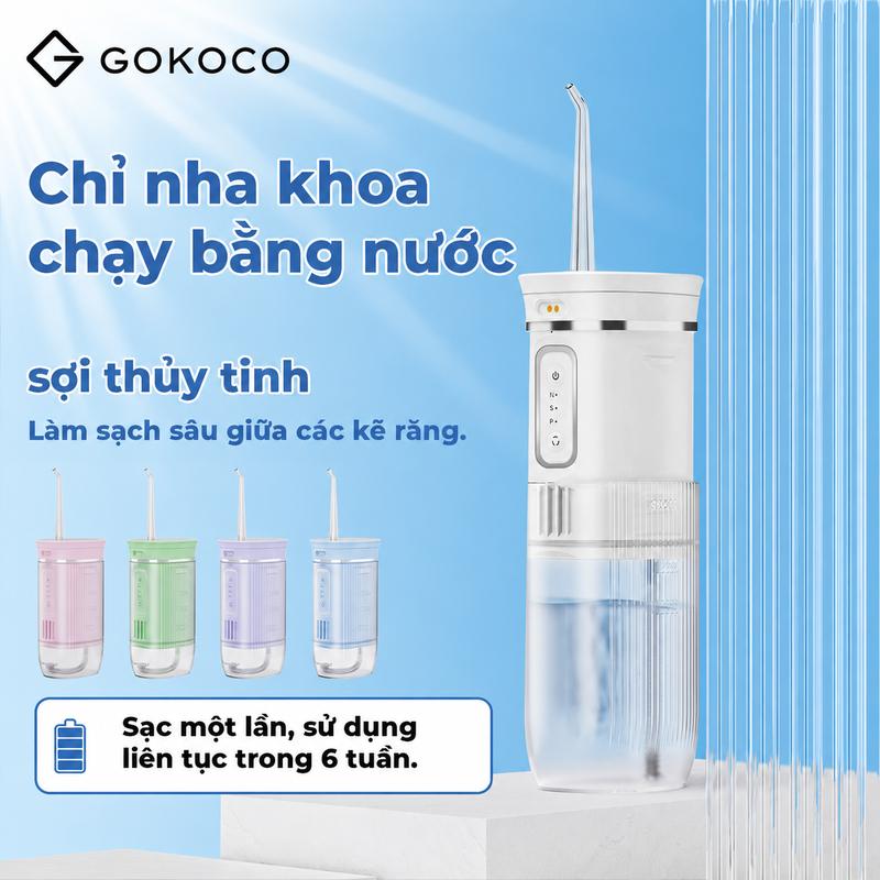 GOKOCO GF1064 – Làm sạch kẽ răng, nhỏ gọn, dễ mang theo | Máy tăm nước cá nhân mini dùng khi đi du lịch.