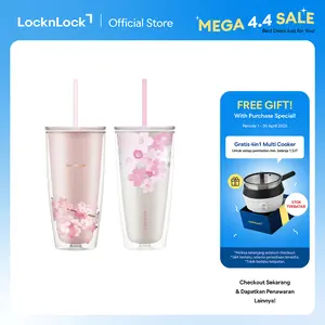 LocknLock Botol Minum Double Wall Cold Cup Cherry Blossom 750ml - HAP509