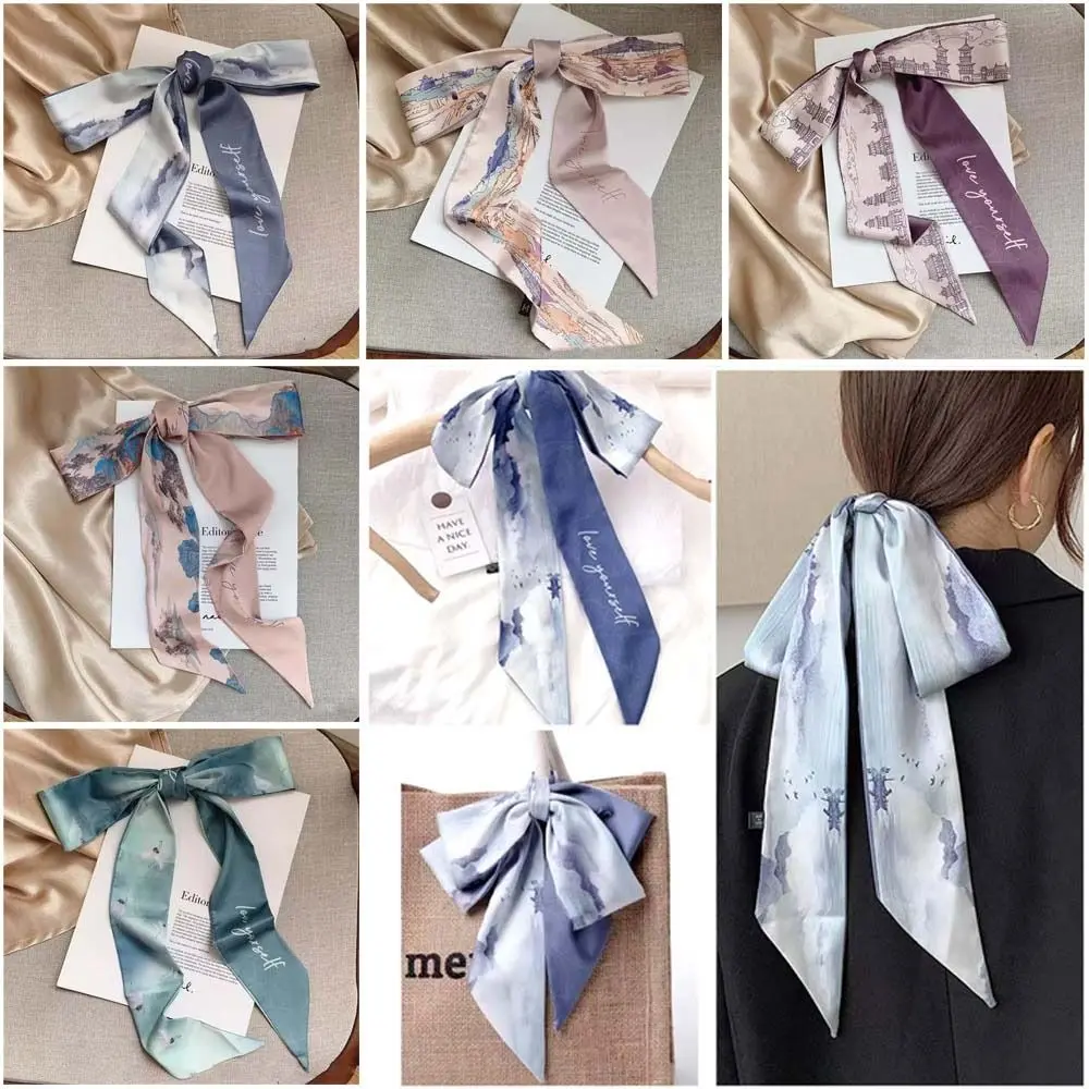 New Floral Headband Oil Painting Ribbon Headscarves Chinese Style Floral Bands