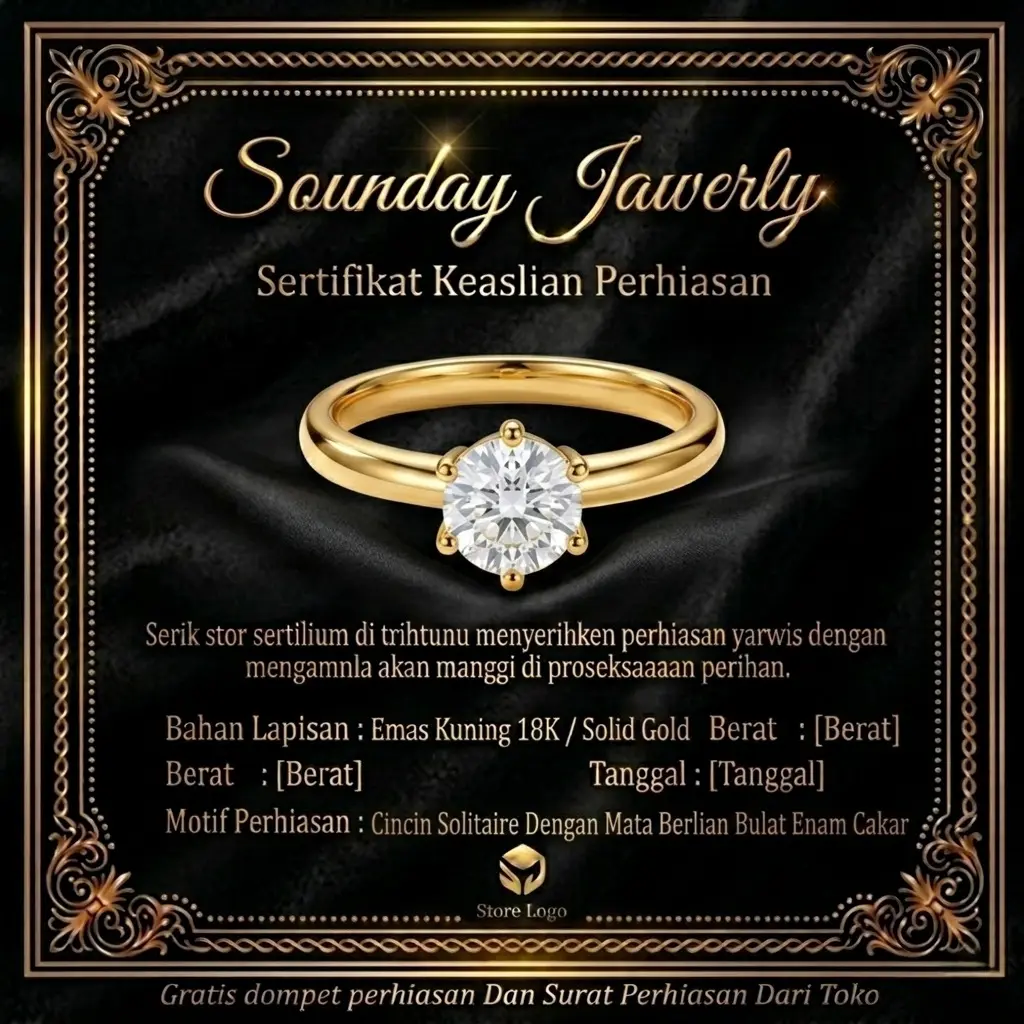 Cincin Rings Permata Satu Cantik Elegan Dengan Lapisan Emas Muda Gratis Dompet Perhiasan Dari Toko