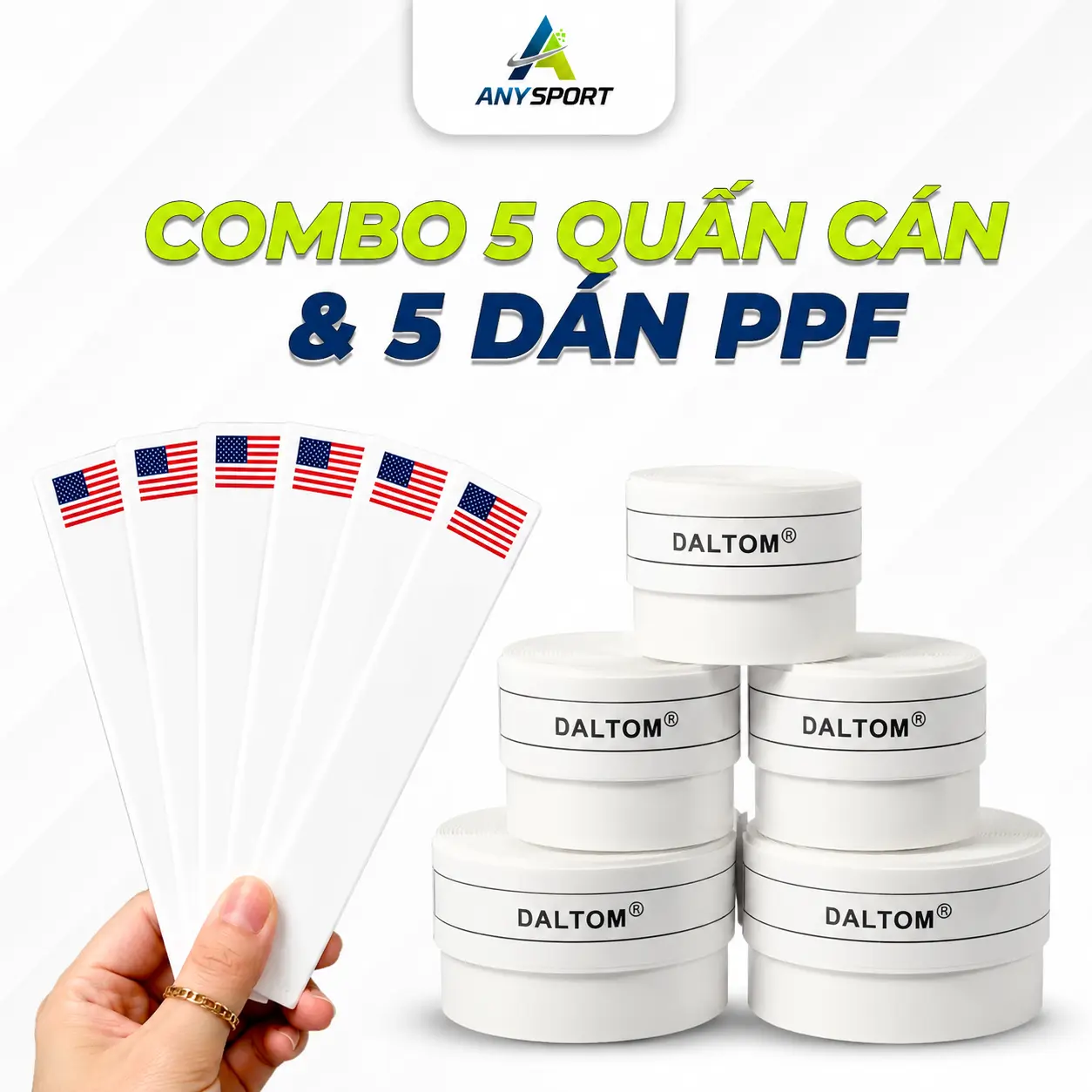 5 CUỘN QUẤN CÁN TRẮNG + 5 MIẾNG PPF