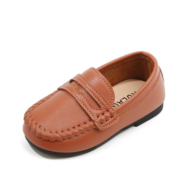 Product Introduction of Children Boys Leather Shoes 2024 Spring and Autumn Simple Slip-on Round-toe School Shoes Loafers Flats Moccasins Classic Formal 25