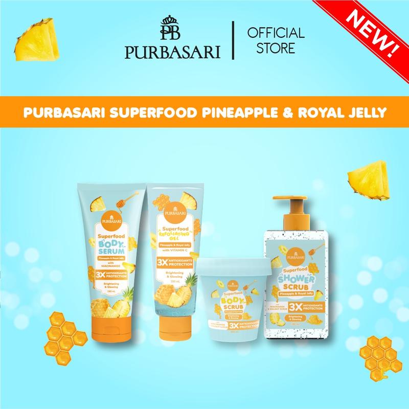 Product Introduction of [ISI 4] NIKITA MIRZANI x Purbasari Superfood Series Set - Body Serum + Shower Scrub + Body Scrub + Exfoliating Gel 1