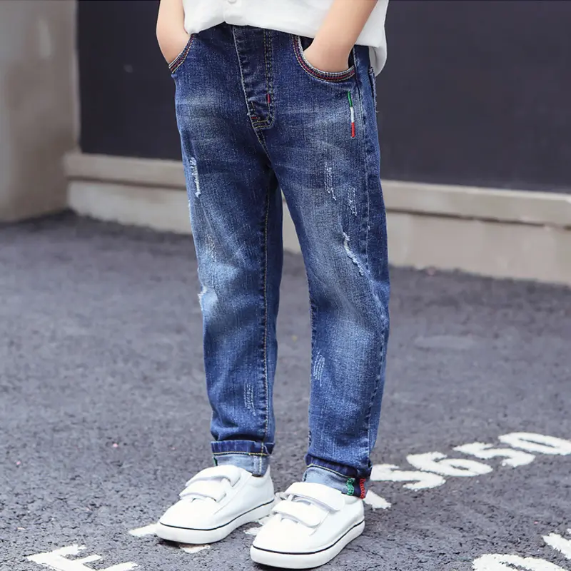 IENENS - Seluar jeans denim untuk kanak-kanak berumur 5 hingga 11 tahun, pakaian kasual untuk kanak-kanak lelaki, Seluar panjang, seluar untuk kanak-kanak kecil