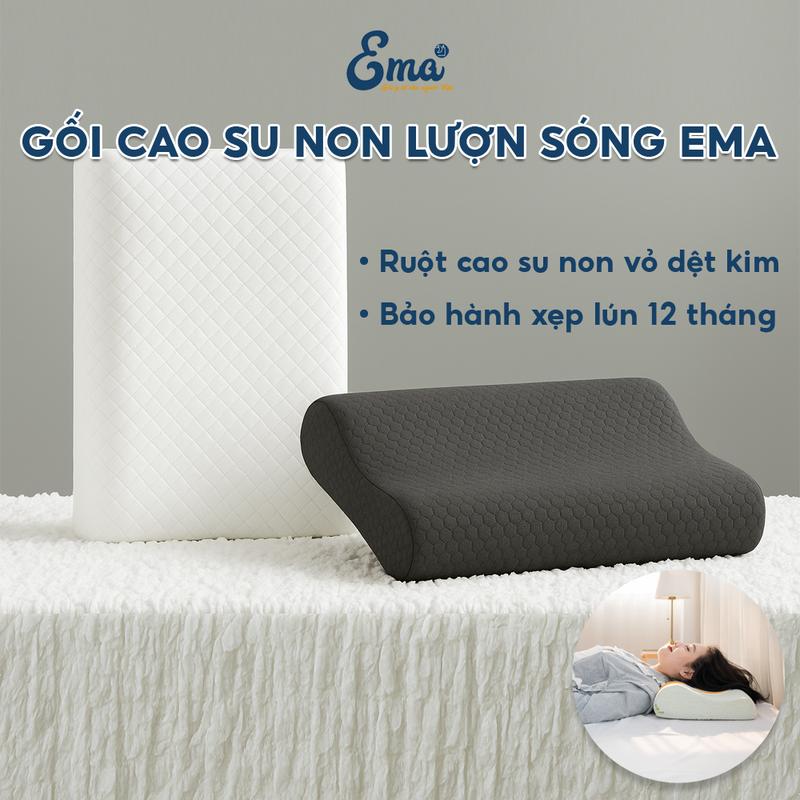 Gối cao su non người lớn EMA thiết kế lượn sóng hỗ trợ chống đau mỏi cổ vai gáy, giúp ngủ ngon hơn