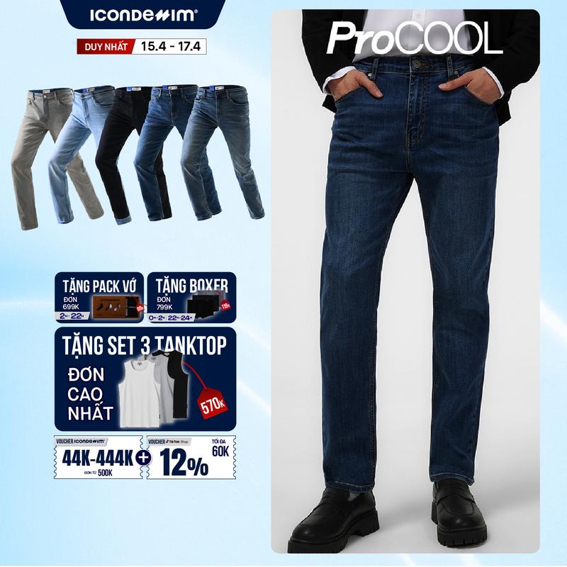 Quần jeans nam PROCOOL ICONDENIM, quần bò form slimfit ôm vừa vặn, công nghệ vải Coolmax mát lạnh, mềm mịn, thoải mái