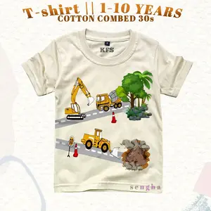 Kaos Baju Anak Excavator Beco Stum Kendaraan Berat Anak Laki Laki Perempuan 1-10 tahun Cotton Combed 30s Distro