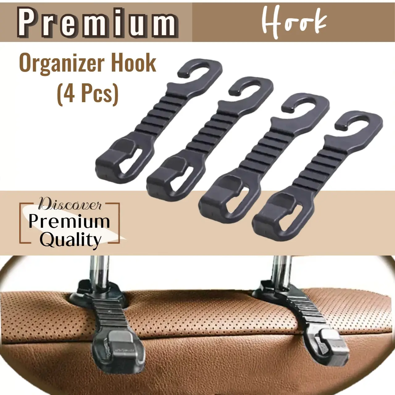 4 pcs of Belt Car Seat Hook Holder Hanging Accessories Weight Up to 2 kgs (Length: 12 CM)