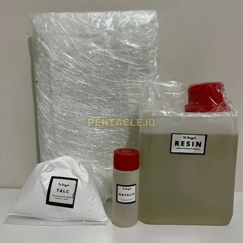 PAKET RESIN 500gr Bening Merah Bundle Hemat Katalis Mat Jushi Serat Fiber Talc Bahan Tambal Genteng Bocor Talang Tandon Air Kapal Perahu Body Motor Dembul Mobil Pengganti Lem Melekat Kuat Kerajinan Tangan Fiberglass Cetakan Murah Bagus Pentacle Malan 0