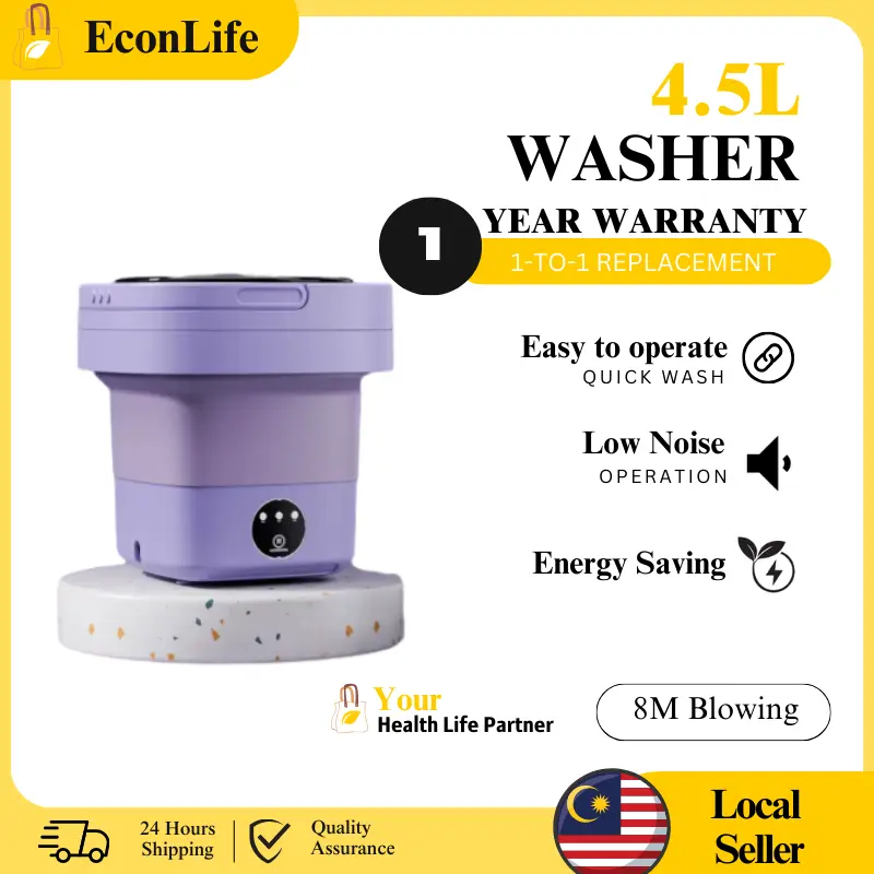 Econlife Mini Washing Machine 2 In1 Wash Dryer Folding Mesin Basuh Portable Small Clothes Travel Washer Baby Clothes Socks Electric Washer