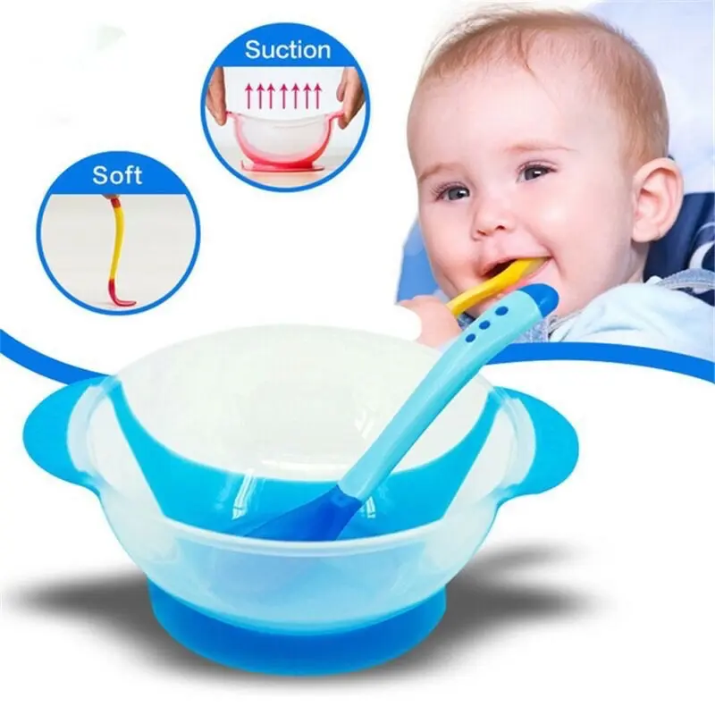Mangkok Makan Bayi free Sendok dan Tutup free BPA 1