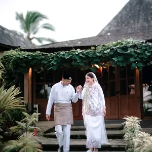 kebaya akad melayu 1 set atasan dan rok free veil hijab putih bersih motif tile garden pakain muslim Panjang Gaun Mewah Dress Wanita