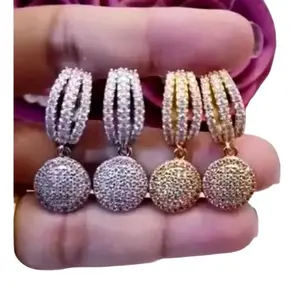 ANTING TITANIUM GOLD SILVER MOTIF BULAT Earrings Emas Kulit Perhiasan clip lingkaran tindik vintage serut juntai sahara
