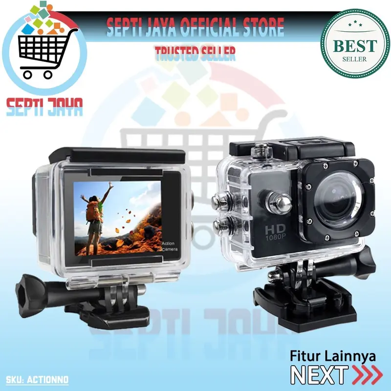 Kamera Aksi Action Sport Cam Camera Wifi Resulusi Ultra Full HD 1080P 4K Waterproof Anti Air Kamera Olah Raga Sportcam APP Control Monitoring 5