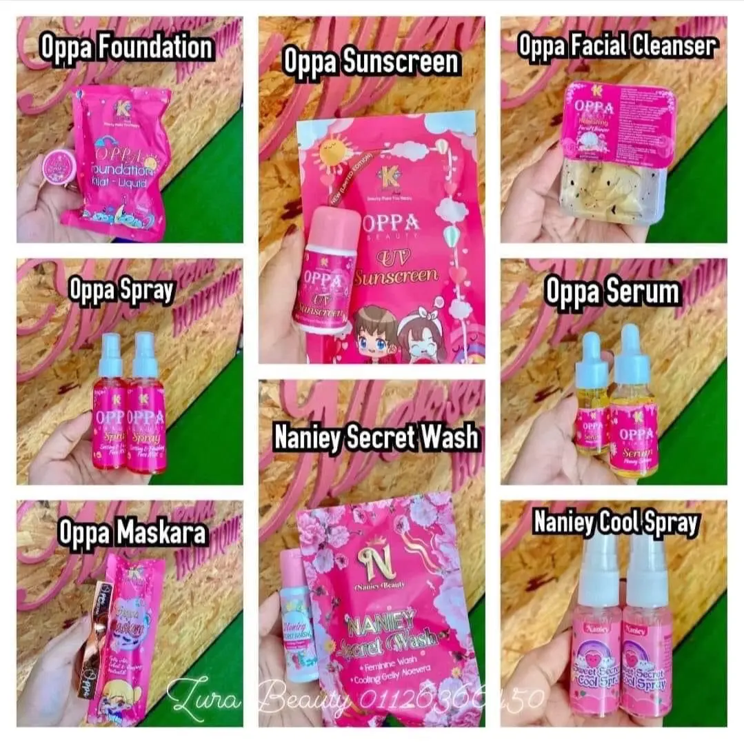 Oppa Beauty Skincare: Sunscreen, Maskara, Foundation, Spray Muka, Serum Muka, Pencuci Miss V & Spray Miss V
