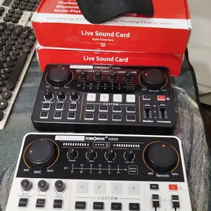Siborie【black white pink】H500 Live soundcard Original 48V Audio USB External Sound Card Mixer Bluetooth for live Streaming Media