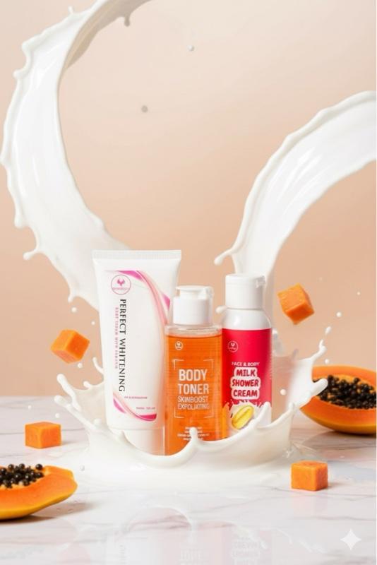 yuanbeauty paket lengkap hemat BODY TONER, MILK SHOWER CREAM , BODY SERUM WITH ARBUTIN