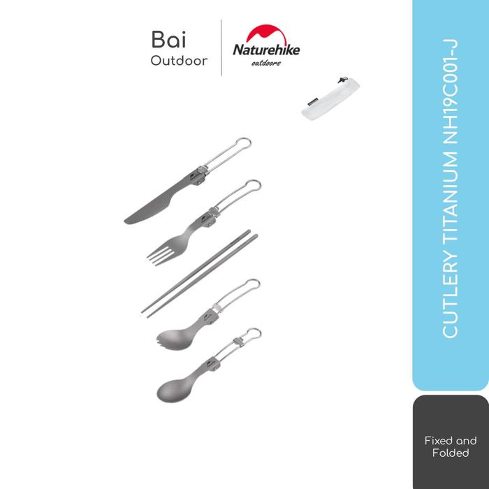 Gambar CUTLERY TITANIUM NATUREHIKE NH19C001-J SENDOK GARPU SUMPIT PISAU - FORK dari Bai Outdoor Kota Administrasi Jakarta Timur Tokopedia