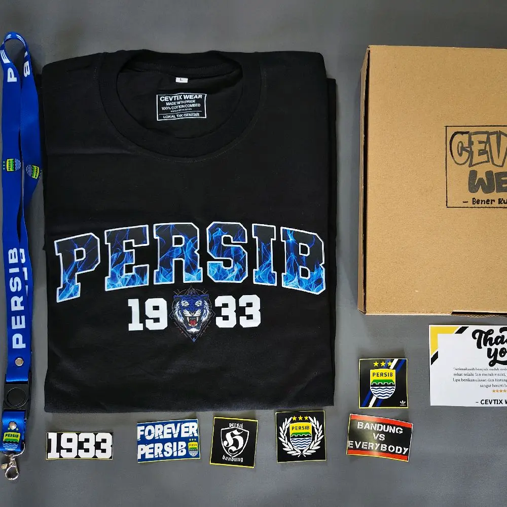 KAOS PERSIB FULL BONUS LANYARD, STIKER, BOX