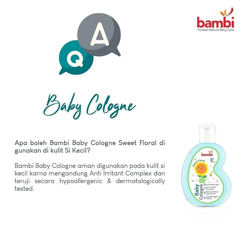 Parfum Bayi Bambi Baby Cologne Bayi Anak Wangi Lembut Harum With Chamomile & Anti Irritant Complex 100ml 4