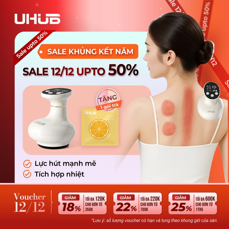 KM TẾT Máy massage UHUB C1 - Mát xa cạo gió giác hơi cố vai gáy lưng chườm ấm điện tử - thư giãn sảng khoái hỗ trợ lưu thông khí huyết