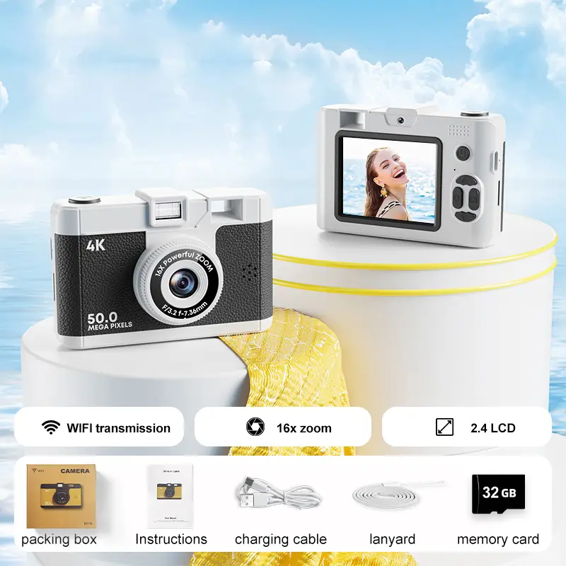 [COD] Kamera Digicam 50MP 8X Zoom Kamera Digital Pocket LCD 2,4 Inci 4K Vlog Anti Goyang Filter Camera Digital Mini（Free Kartu memori 32G + Tali Gantungan） Dslr 5
