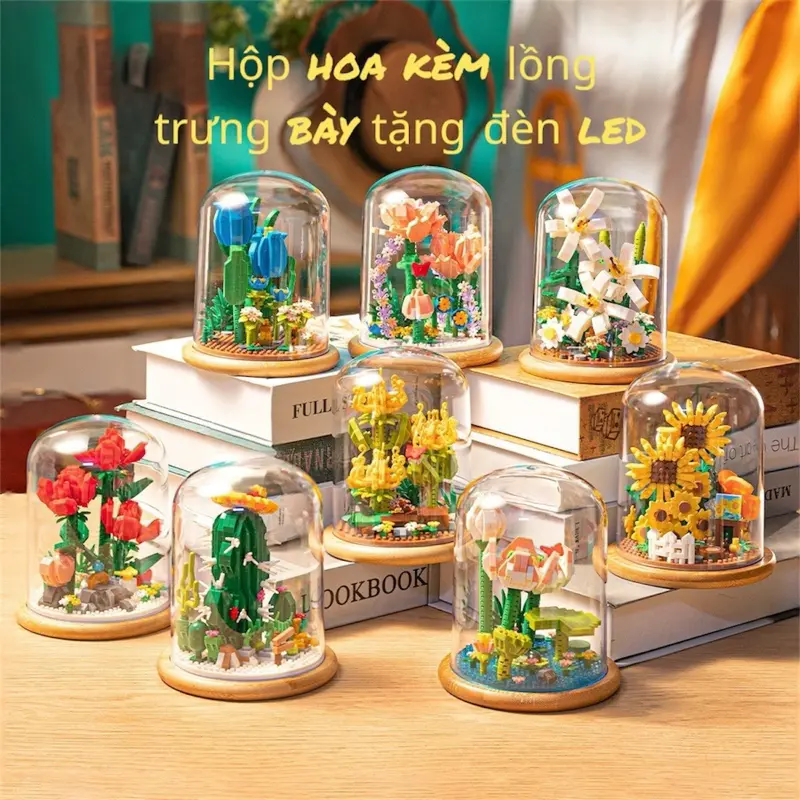 ￼Đồ Chơi Lắp Ghép Mô Hình Vườn Hoa Bí Mật, Lắp Ráp Hoa Kèm Lồng Trưng Bày Quà Tặng Sinh Nhật