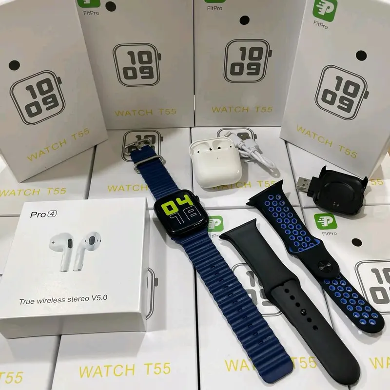 Smart Watch T55 Paket 3Strap&Tws Pro4 4