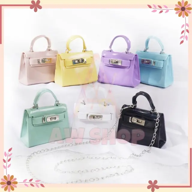 Tas Jelly Glossy Mini Hermey | Tas Jelly Glossy Motif Croco Import 0
