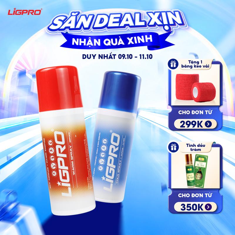 LiGPRO Combo Chai Xịt Nóng Lạnh LIGPRO 160ml Xịt Lạnh Giảm Đau Xịt Nóng Khởi Động Nhanh Nhỏ Gọn Từ Y Học Cổ Truyền Kết Hợp Công Nghệ Châu Âu