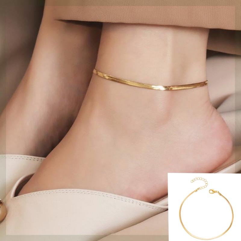 Lắc Chân Vàng, Thời Trang, Mặt Dây Chuyền Hình Chữ Nhật Đơn Giản, Lắc Chân Có Thể Điều Chỉnh Trang Sức Nữ Hàn Quốc, Quà Tặng 0