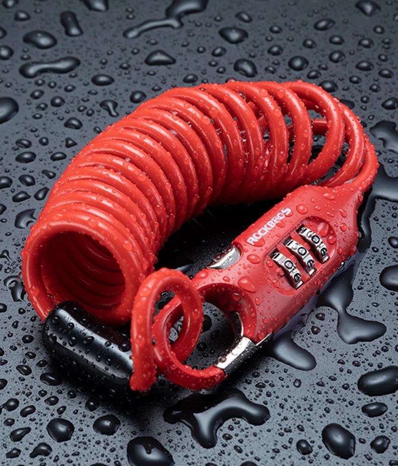 Product Introduction of ROCKBROS Bicycle Lock Portable Anti-theft Safety Password Steel Cable Chain Security Password 3 Digit Lock Helmet Lock Accessory 24