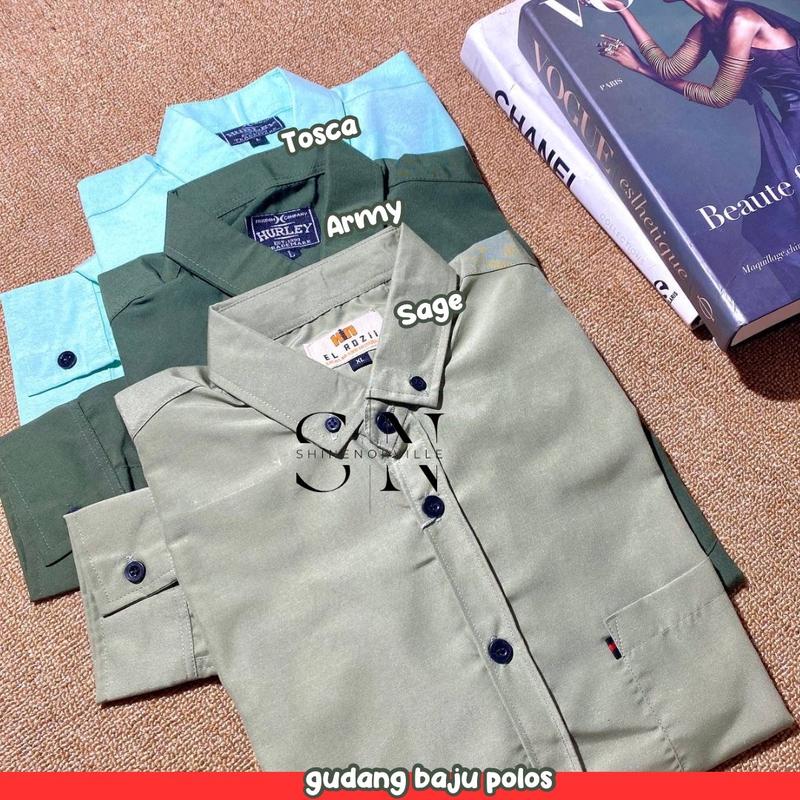 Kemeja Polos Lengan Panjang Bahan Katun Tebal  1 pcs 7