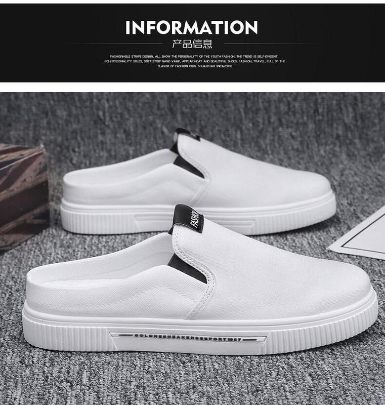 Product Introduction of 2023 New [COD] [Free Shipping] [Spot] Men's New Canvas Half Drag Low-Top Sneakers Casual Shoes Sports Canvas Shoes 4
