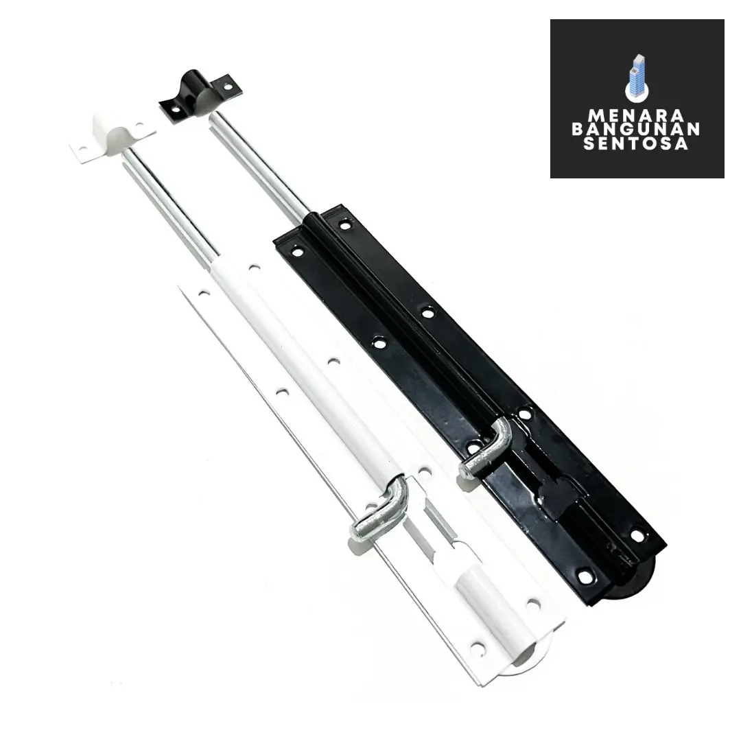 Grendel Hitam / Putih 10 Inch Double Plat - Gerendel Selot Pintu Kotak Bulat