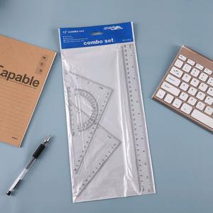 4 in 1 Plastic Transparent Ruler Set 30CM School Stationery Supplies Math Measuring Tool 4PCS Kit