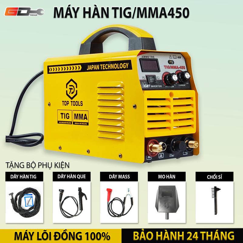 Máy hàn TIG/MMA450, hàn TIG dùng khí, hàn que 1.6 -4.0. Máy hàn mini nhỏ gọn, hàn sắt, hàn inox, hàn TIG. Bảo hành 2 năm