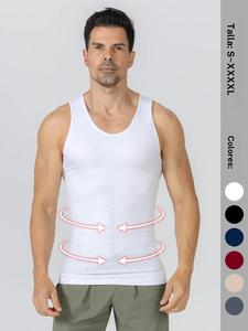 Camiseta sin mangas de hombre, Ropa interior de compresión sólida, Chaleco moldeador de alta elasticidad con control de abdomen, Ropa moldeadora para hombre para el verano, Atuendos de verano 2024