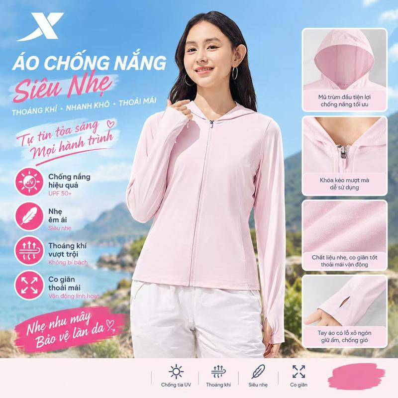 Áo chống nắng XTEP Mianmianbing 4.0 chống tia UV, vải lụa băng thoáng khí, mỏng nhẹ, ôm sát cho mùa hè thu, hoạt động ngoài trời