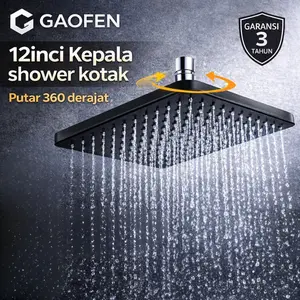 Live-Kepala Shower Mandi Kotak 12 Inci Hitam | ABS Premium Tebal, Anti Karat, Praktis & Hemat Ruang
