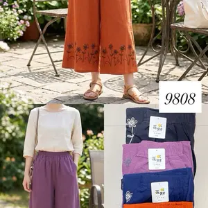 CELANA KULOT IMPORT WANITA Model 9808 dengan Desain Bunga dan Warna Cerah