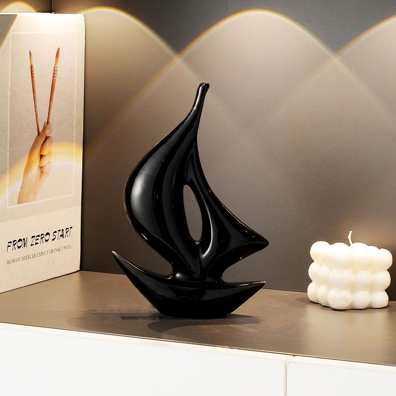 Simple Modern Ceramic Sailboat Statue Creative TV Cabinet for Living Room Home Decorative Crafts 2