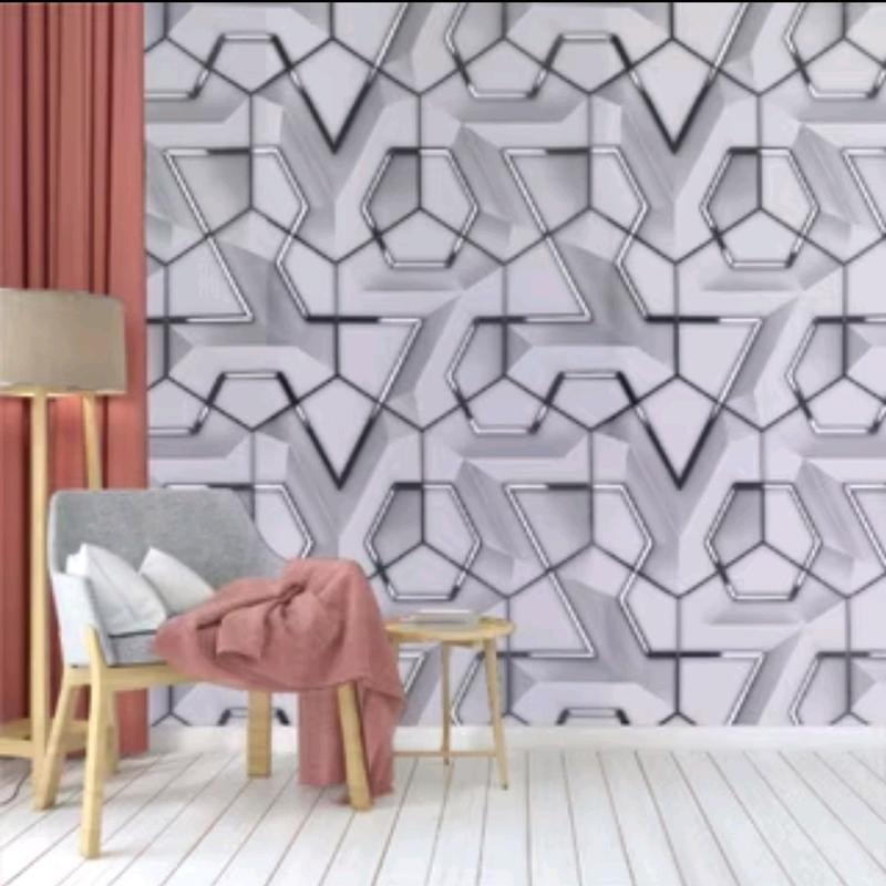 Promo Harga Peket 5 Roll Wallpaper Sticker Dinding Geometris 3D Kristal Dekorasi Dinding Ruang Karaoke Kafe Ruang Live Studio Kertas Pvc 2